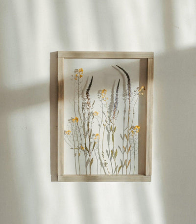 Pressed Flower frame 13x18" - Rapeseed and Veronica - Emerald Rabbit