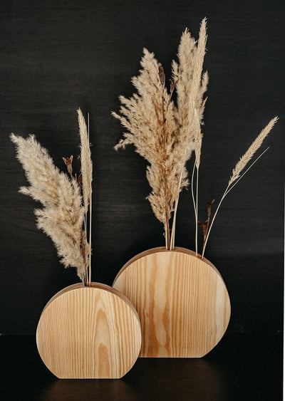 Round wood vases Set d. 10" and 8"