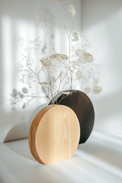 Round wood vases Set d. 10" and 8"