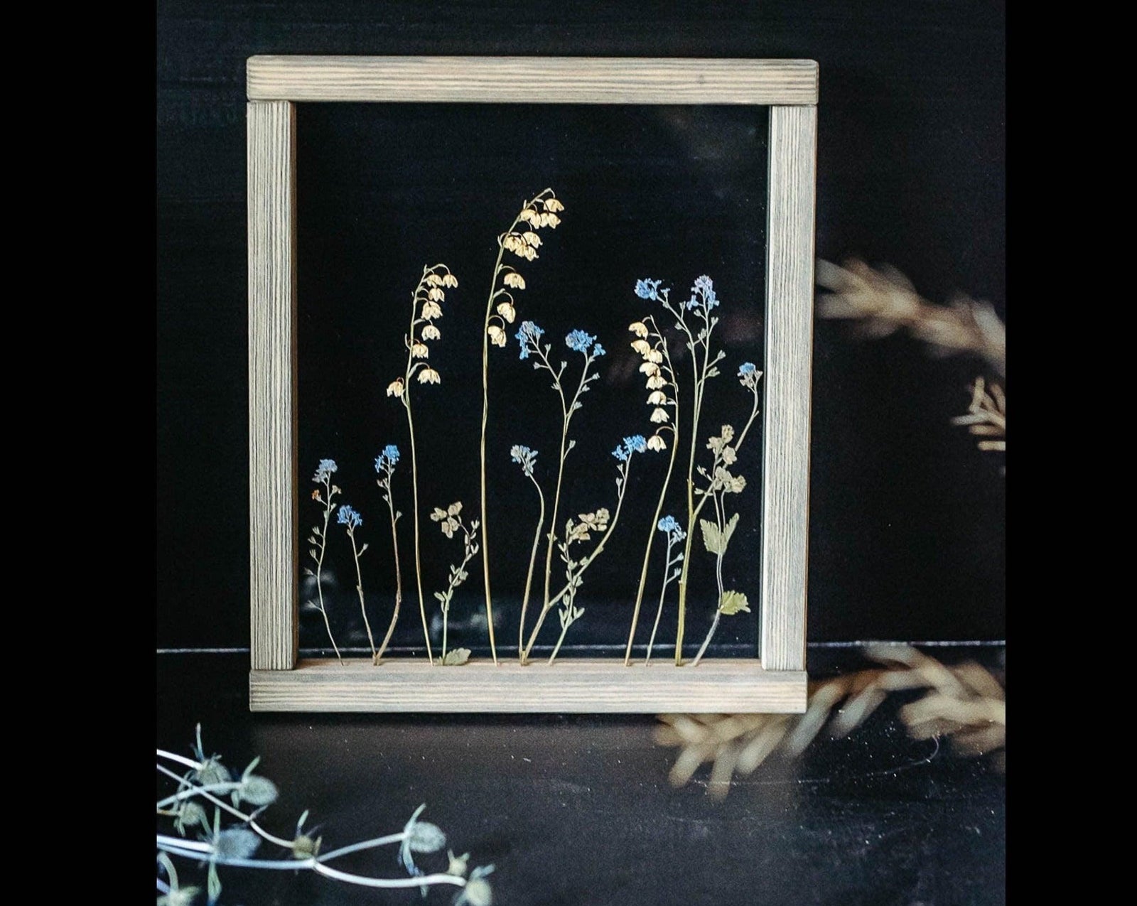 Pressed flowers frame 10.5x12.5 - Cornflowers