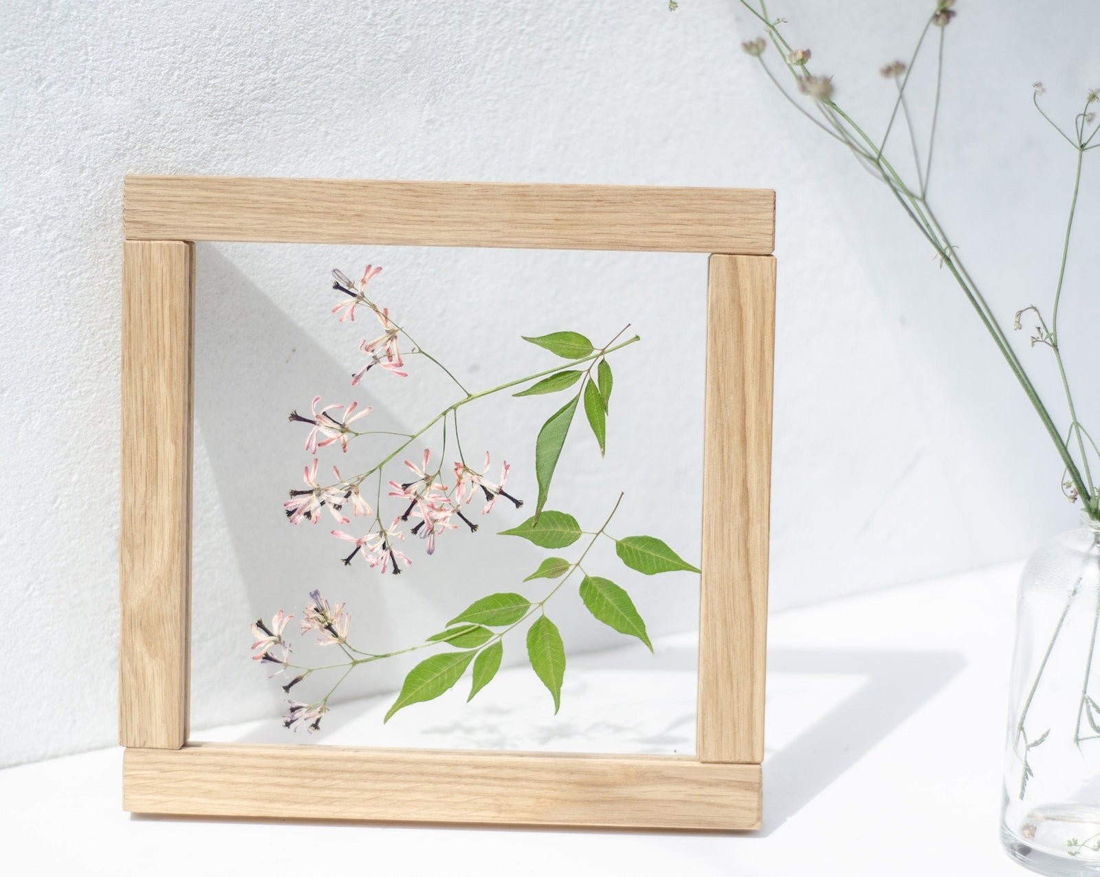 Pressed flowers frame 13x18 - Bougainvillea and Wild baltic Flowers -  Emerald Rabbit