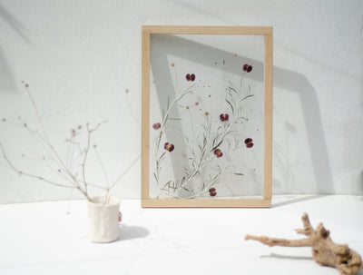 Pressed Flowers frame 13x18" - Silver & Burgundy